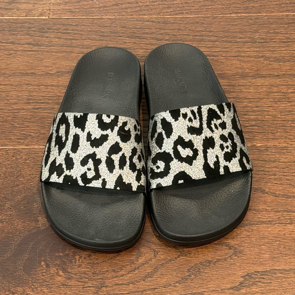 Balmain Black and Silver Animal Print Sandals